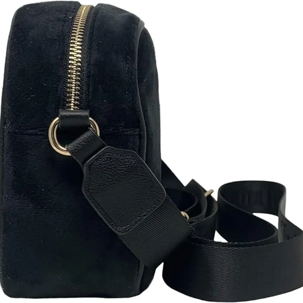 Juicy Couture Obsession Crossbody Camera Bag Black Velour NWT